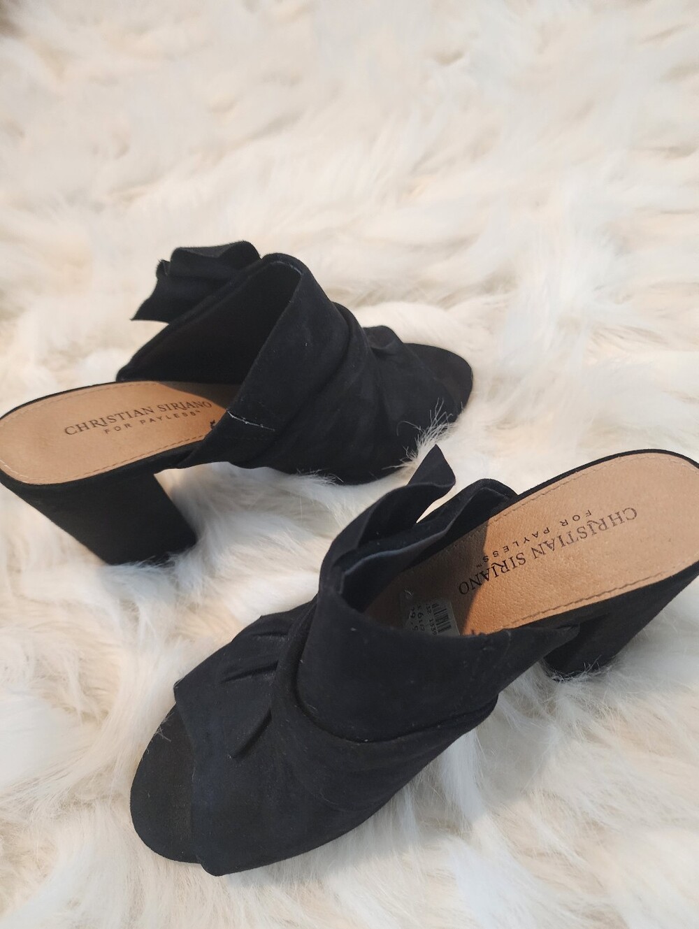 Christian Siriano Black Bow Peep-Toe Heels Size 6.5